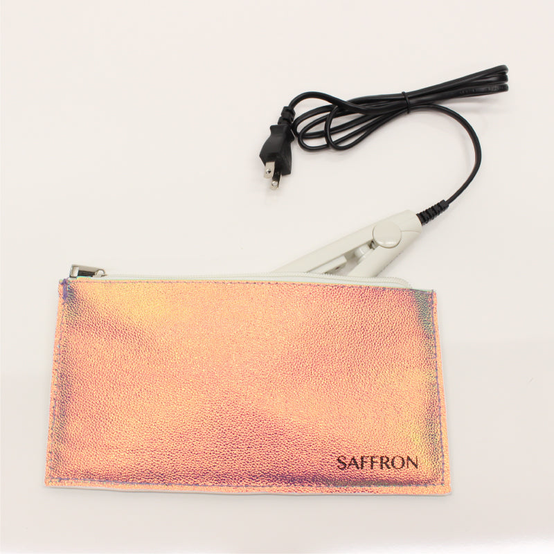 【HIRO】 【SAFFRON】 断熱ポーチ付きナノミニヘアストレートアイロン HCG-SHI002